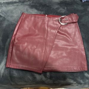 Burgundy Faux-Leather Skirt